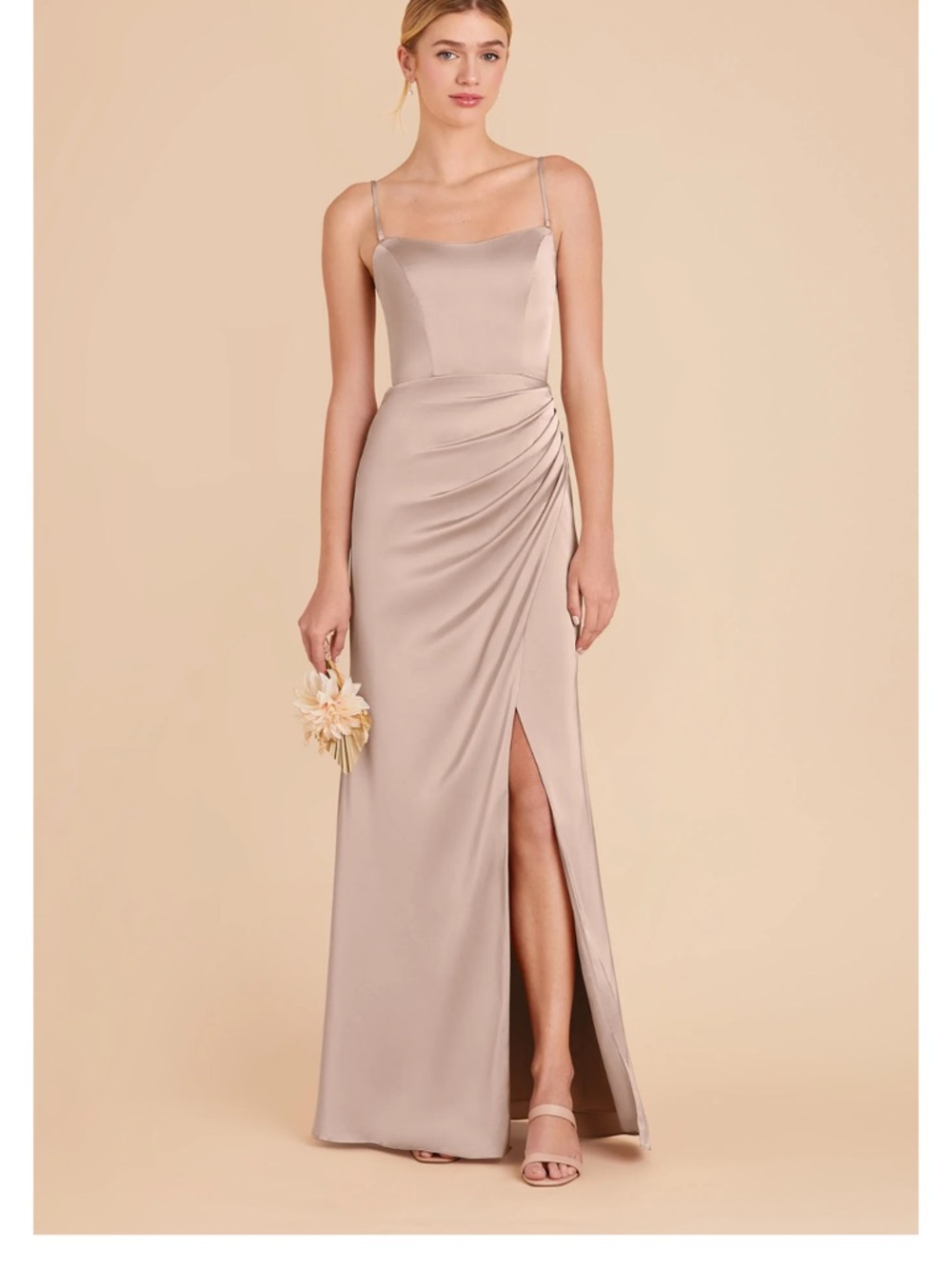 Birdy Grey Anne Dress in Taupe Matte Satin